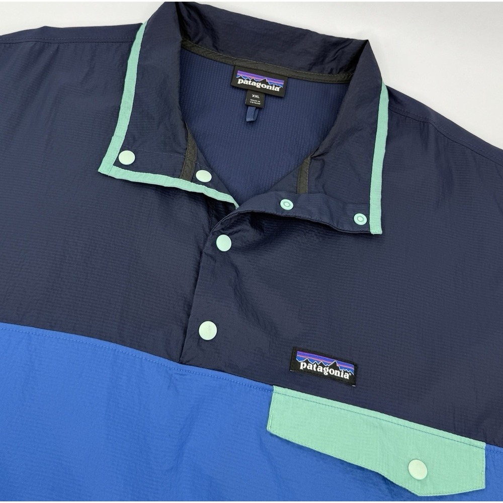 Patagonia Houdini Snap T‎ Pullover Jacket XXL Blue Packable Windbreaker